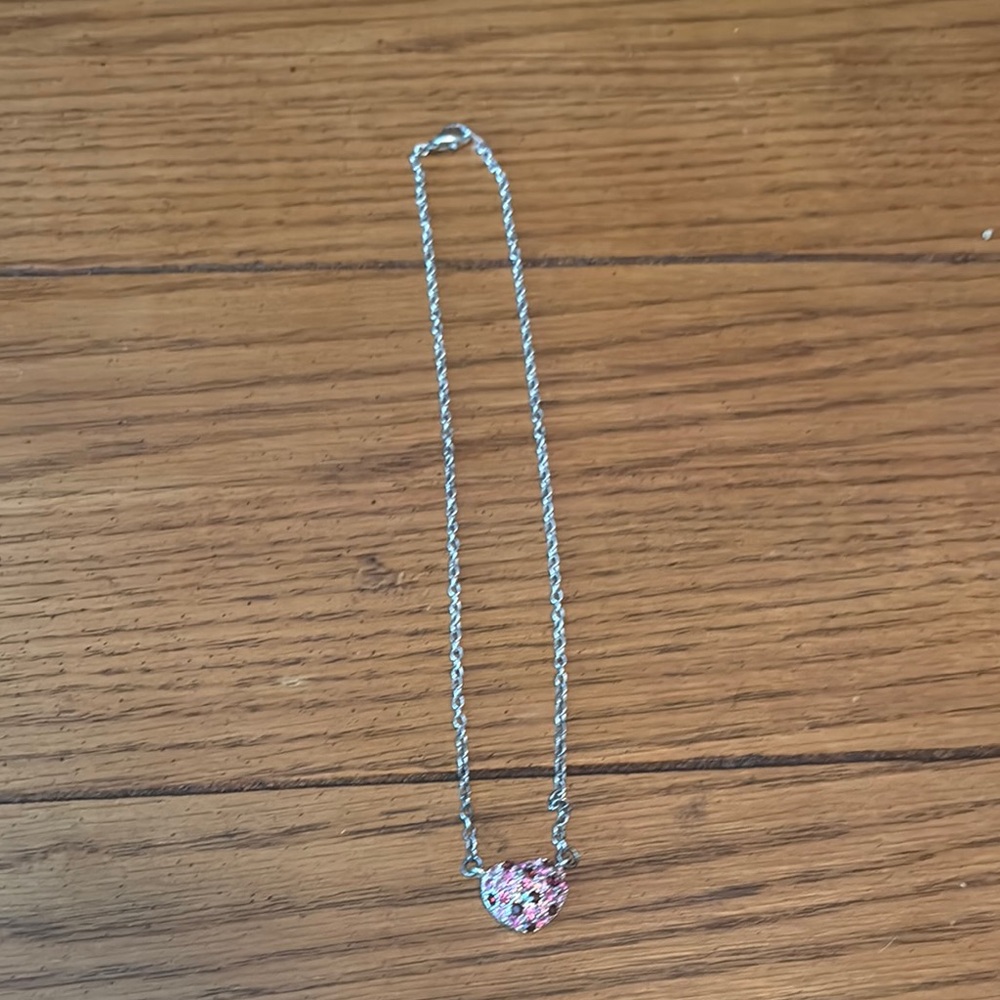 Elegant Silver and Pink Heart Necklace
